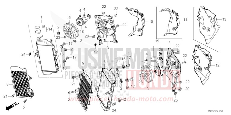 RADIATEUR de Africa Twin DCT GRAND PRIX RED (R380B) 2021